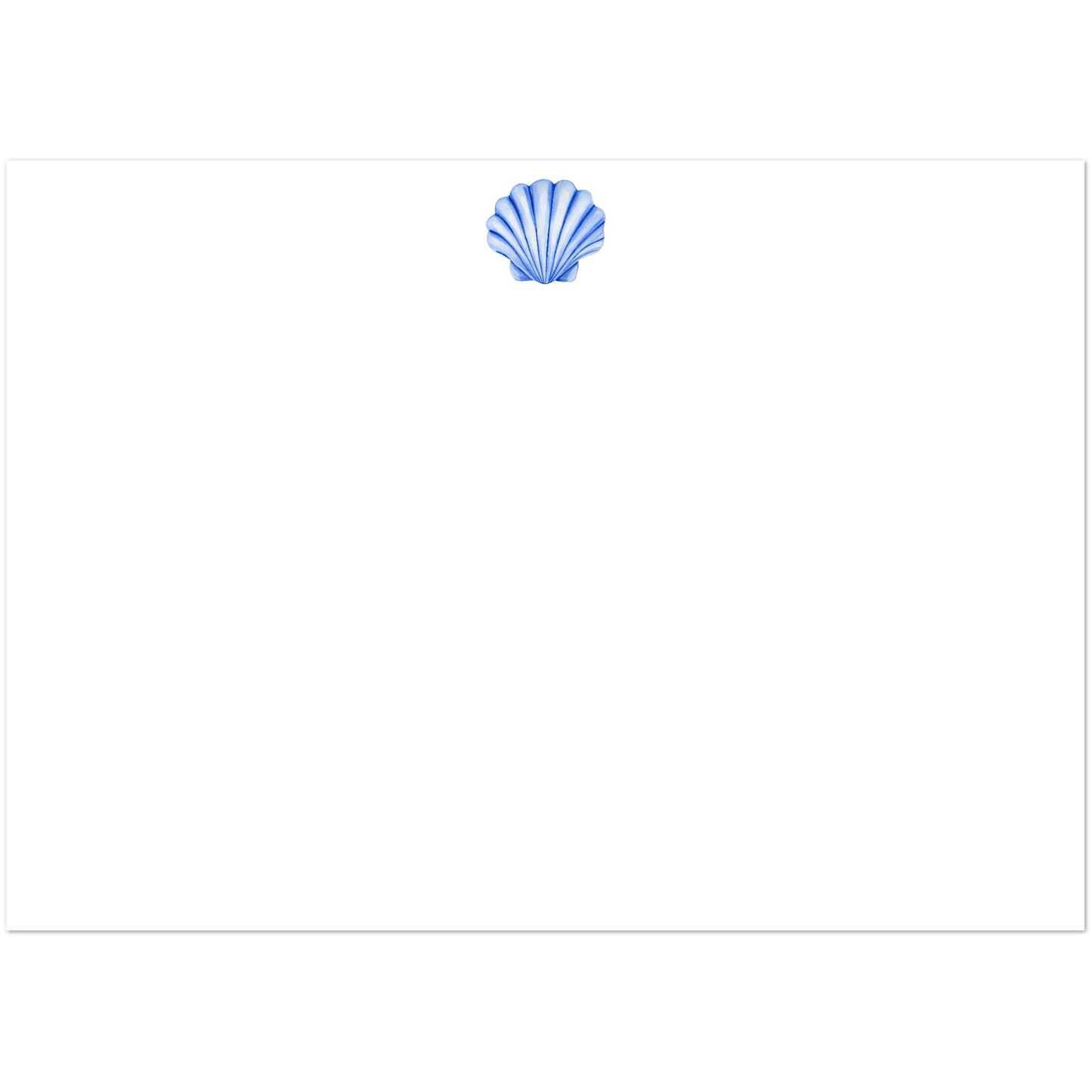 Set of 10 Flat Notecards & Envelopes Seashell Watercolor Illustration | Blue or Turquoise | 2 Sizes 5R (5 x 7″) Blue