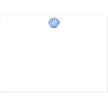 Set of 10 Flat Notecards & Envelopes Seashell Watercolor Illustration | Blue or Turquoise | 2 Sizes 5R (5 x 7″) Blue