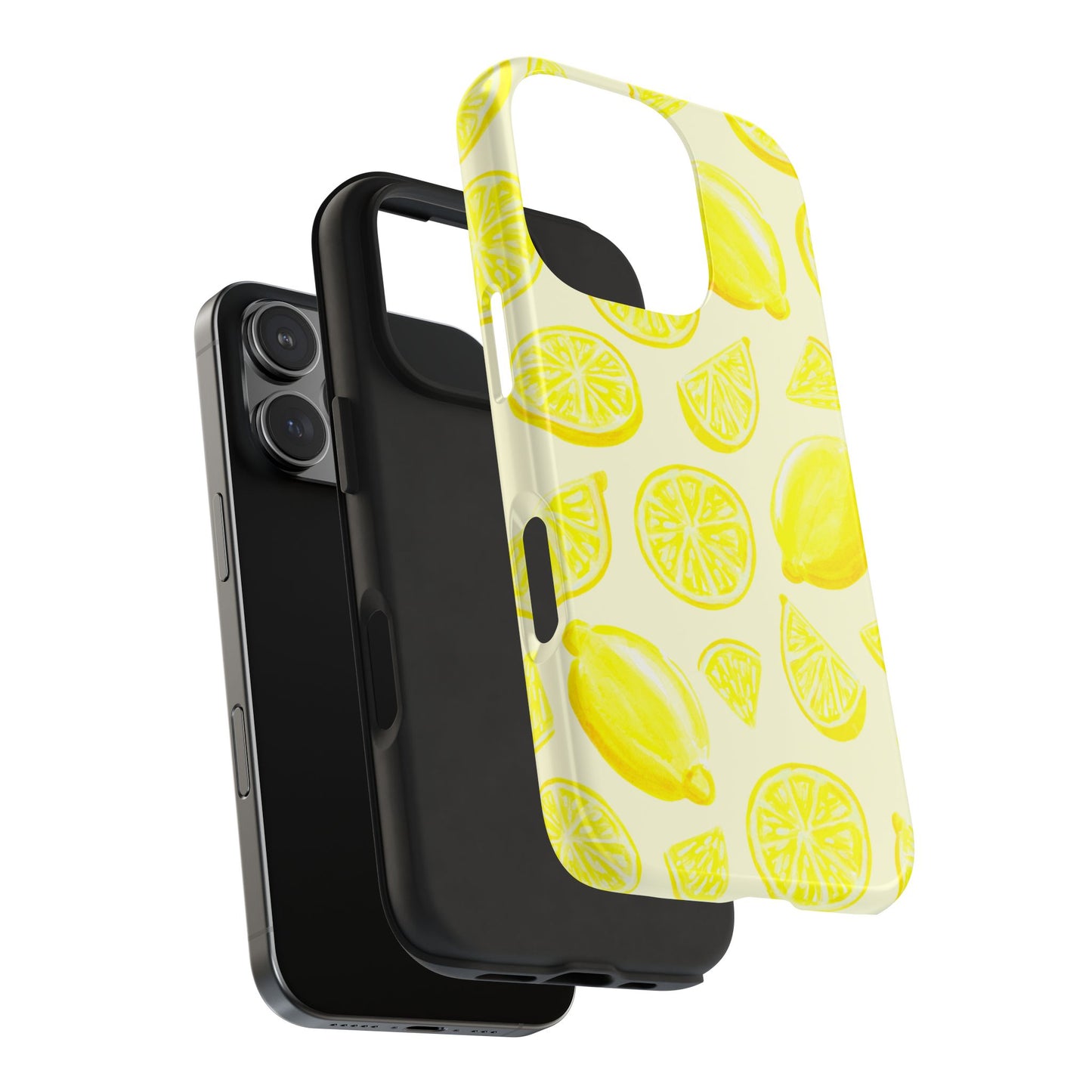 Bright Yellow Lemons Watercolor Illustrated Tossed Pattern Pale Yellow Tough Phone Case | Various Models