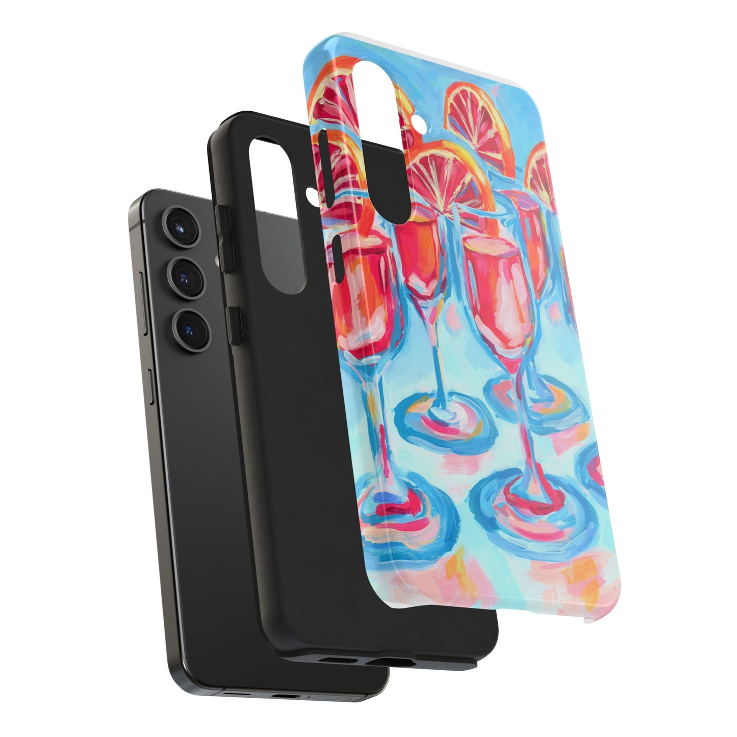 Pink Blood Orange Mimosas Blue Champagne Flute Acrylic Tough Phone Case | Various Models Available