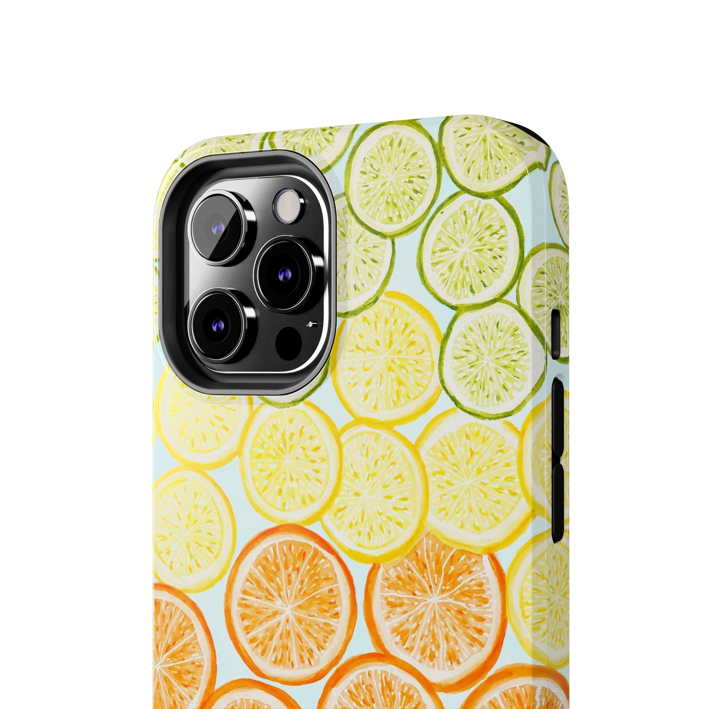 Ombré Citrus Grapefruit, Oranges, Lemons, & Limes Watercolor Illustrated Light Blue Tough Phone Case | Various Models Available