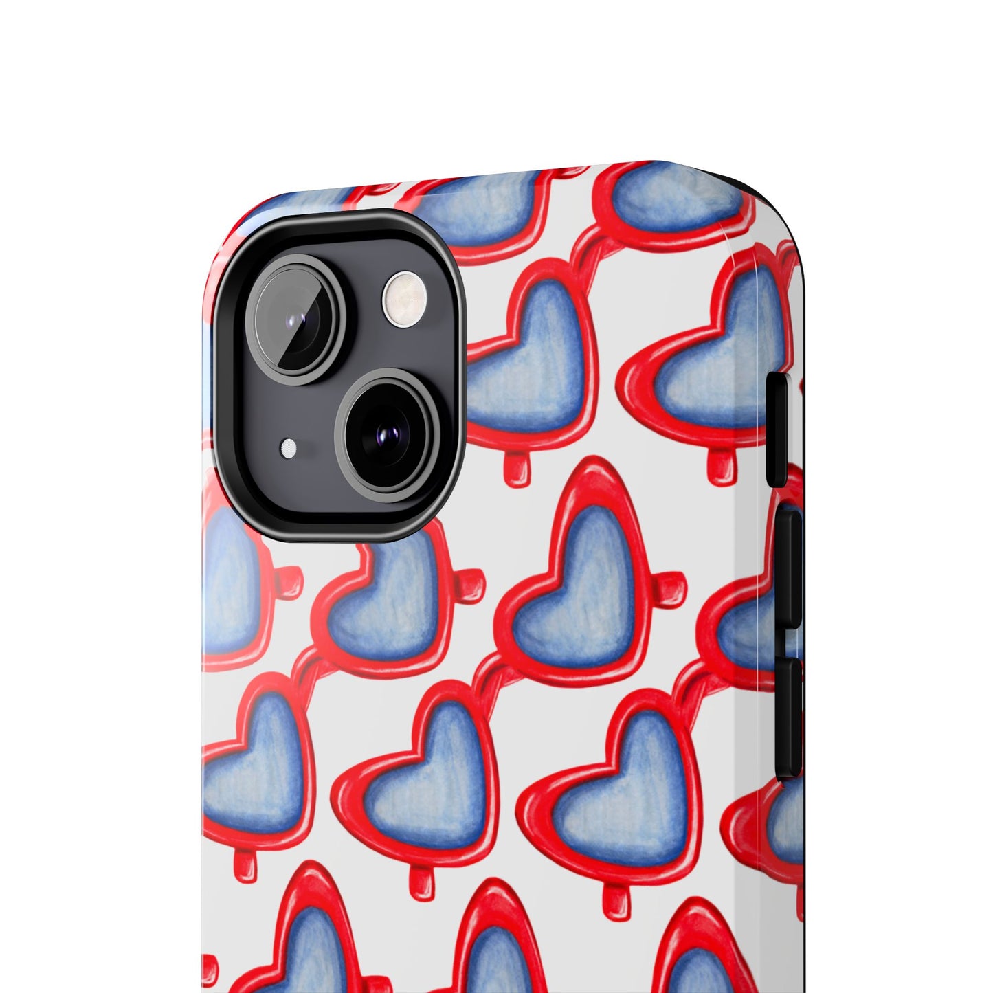 Red Heart Shaped Sunglasses Watercolor Illustrated Tough Phone Case | Various Models