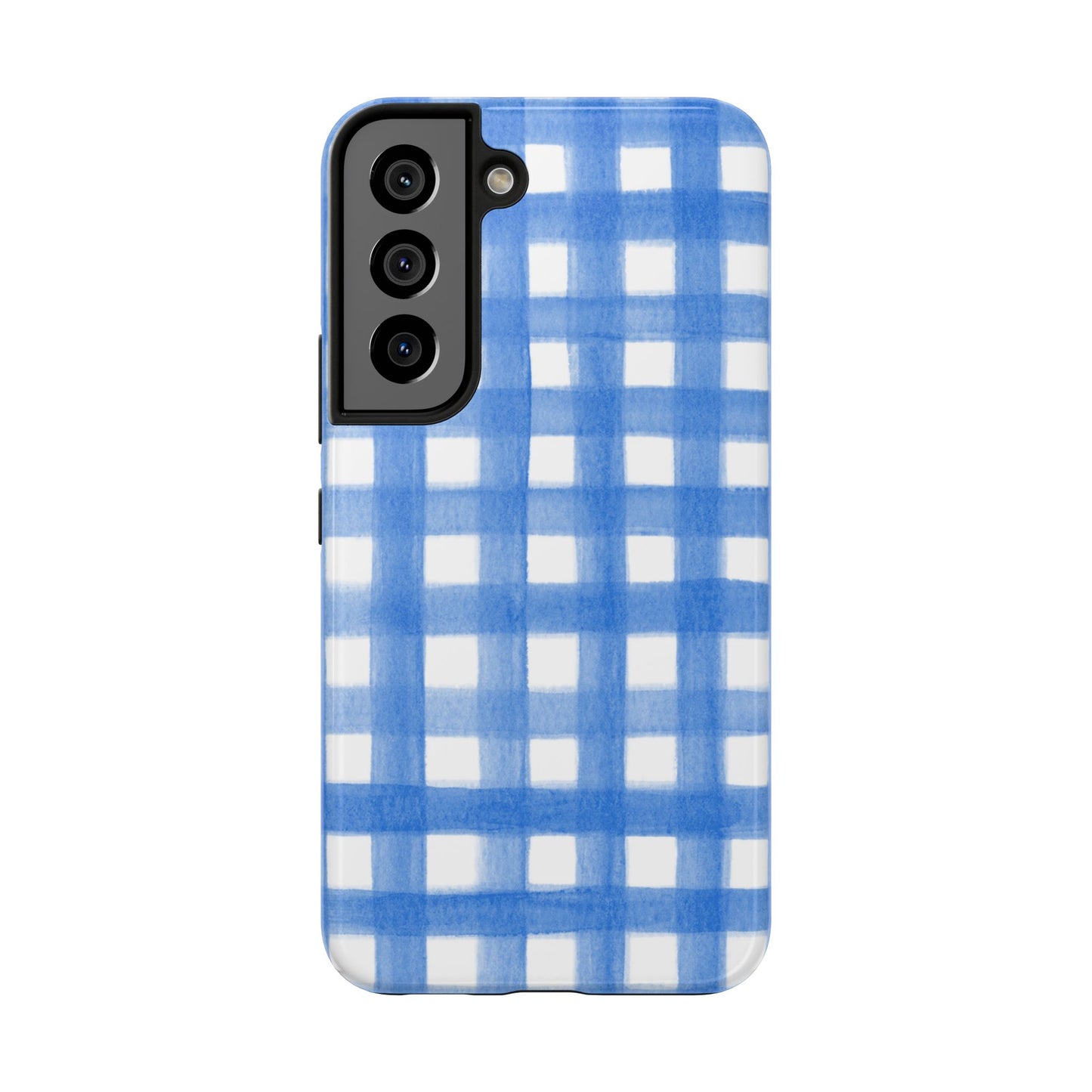 Blue Gingham Watercolor Preppy Tough Phone Case | Various models Samsung Galaxy S22