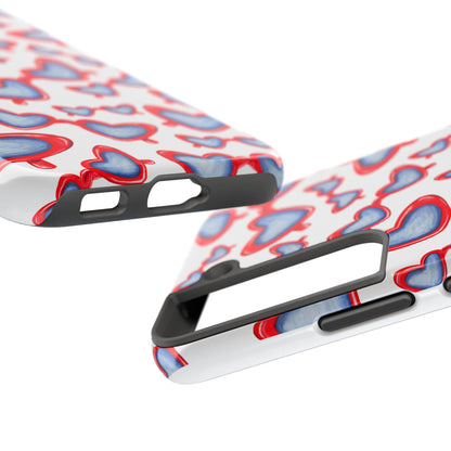 Red, White, & Blue Heart Shaped Watercolor Sunglasses Tossed Pattern Tough Phone Cases