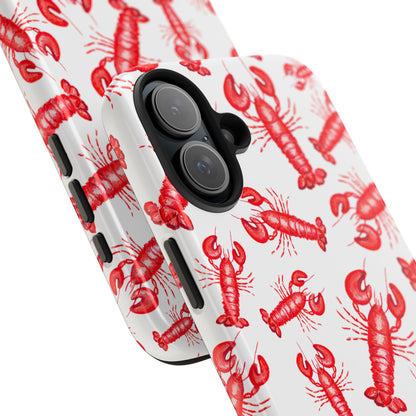 Watercolor Red Lobster Coastal Illustrated Patterned Tough Phone Case | Various Models