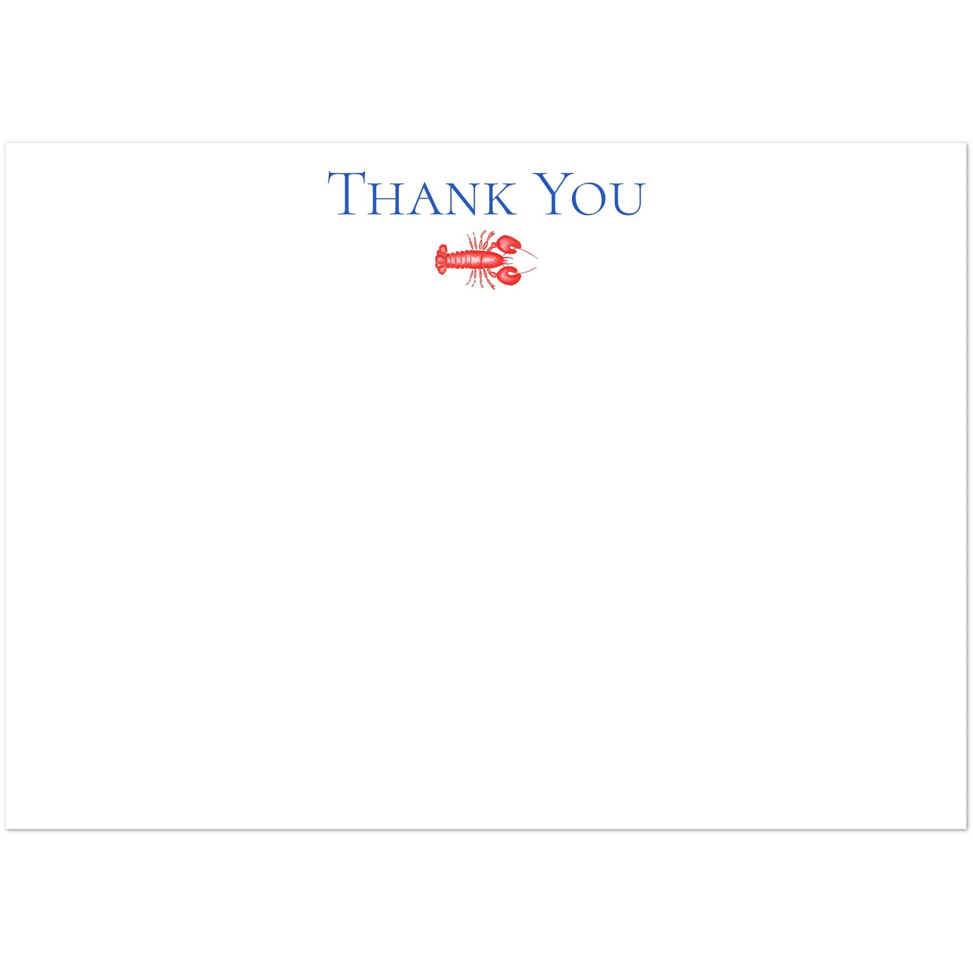 Thank You Red Lobster Illustrated Flat Notecards | Set of 10 Cards & Envelopes | 2 Sizes 5R (5 x 7″)