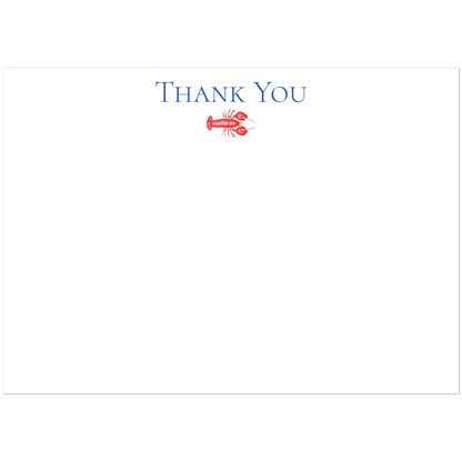 Thank You Red Lobster Illustrated Flat Notecards | Set of 10 Cards & Envelopes | 2 Sizes 5R (5 x 7″)