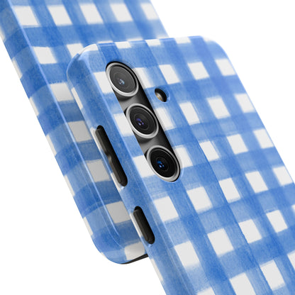 Blue Gingham Watercolor Preppy Tough Phone Case | Various models
