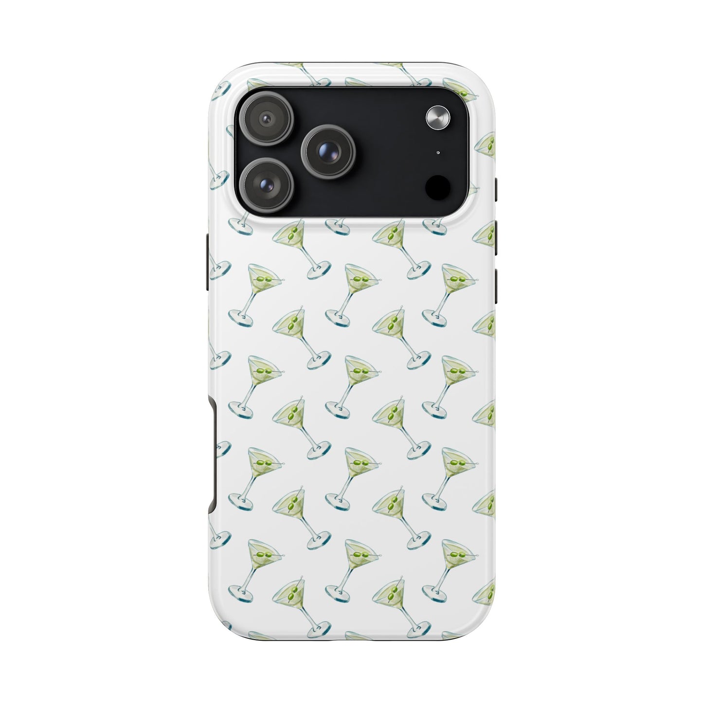 Martini Watercolor Illustrated Tossed Pattern Tough Phone Case | Various Models Available iPhone 17 Pro Max