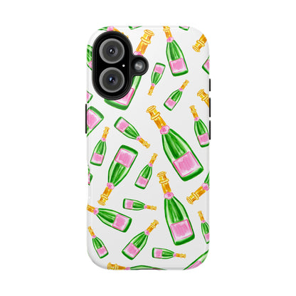Copy of Tossed Pink and Green Watercolor Illustrated Champagne Bottles Pattern Tough Phone Case | Various Models