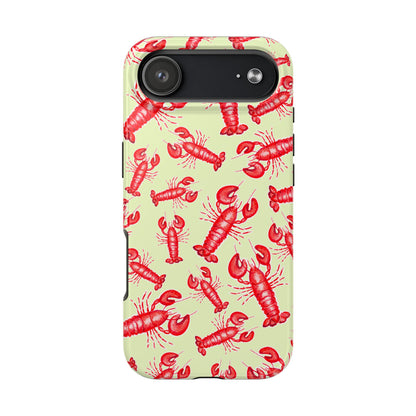 Red Lobster Watercolor Illustrated Tossed Pattern Light Yellow Tough Phone Case | Various Models