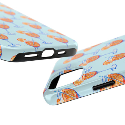 Orange & Blue Aperol Spritz Watercolor Pattern Turquoise Phone Case | Various Models