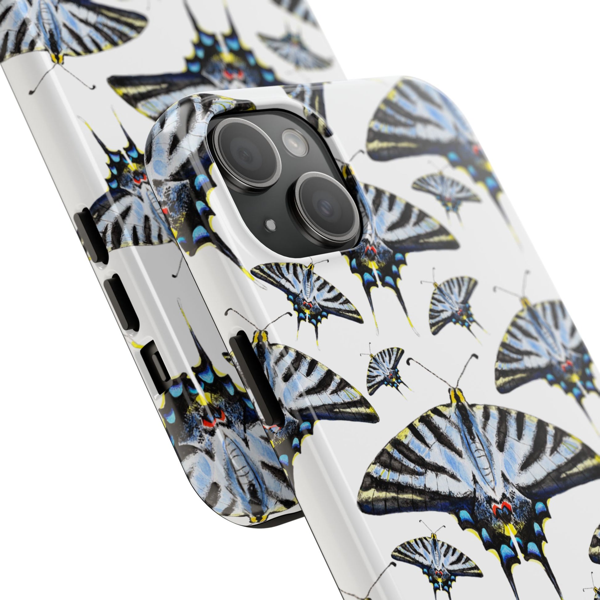 Light Blue Swallowtail Butterflies Watercolor Illustrated Pale Blue Tough Phone Case | Various Models