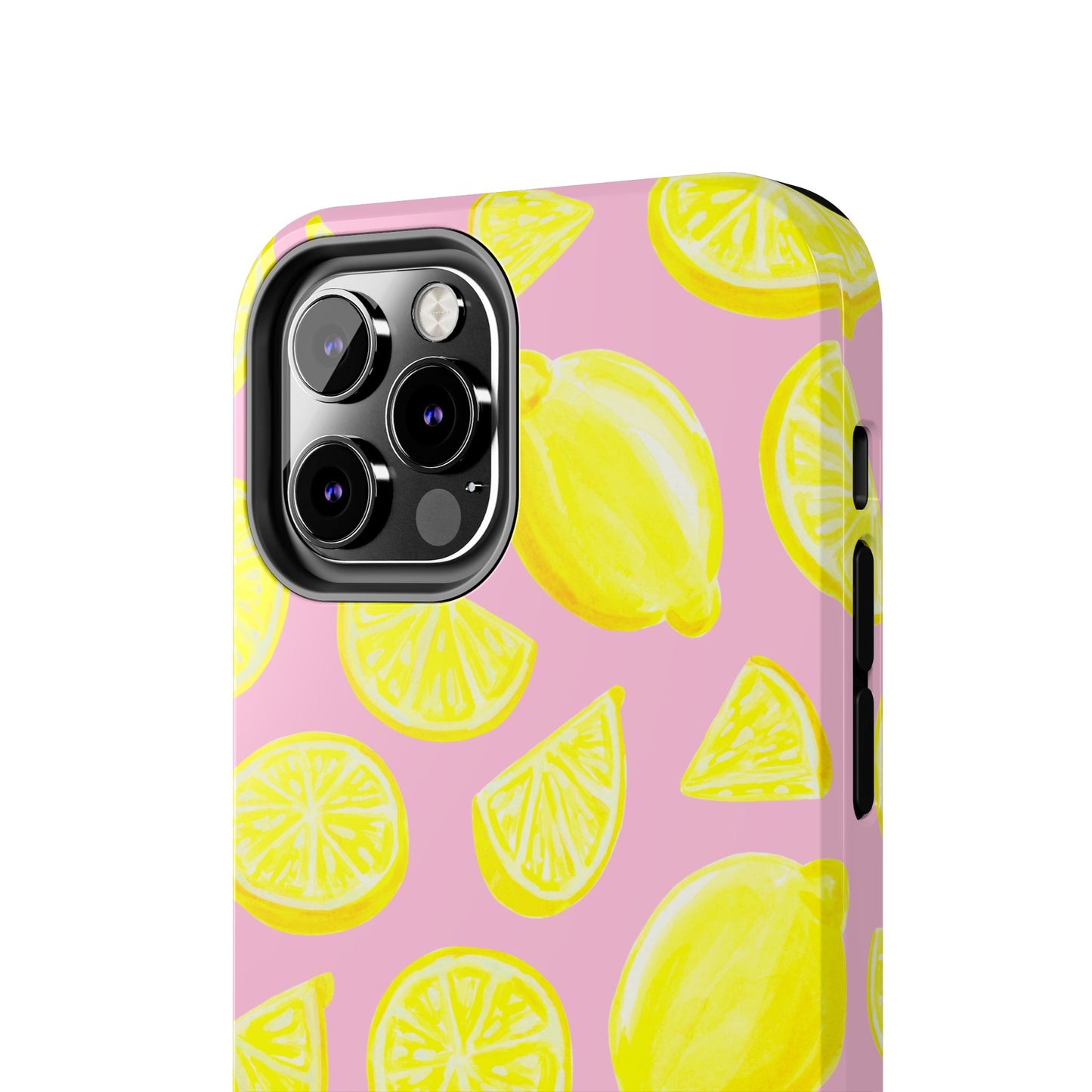 Bright Yellow Lemons Watercolor Illustrated Tossed Pattern Light Pink Tough Phone Case | Various Models