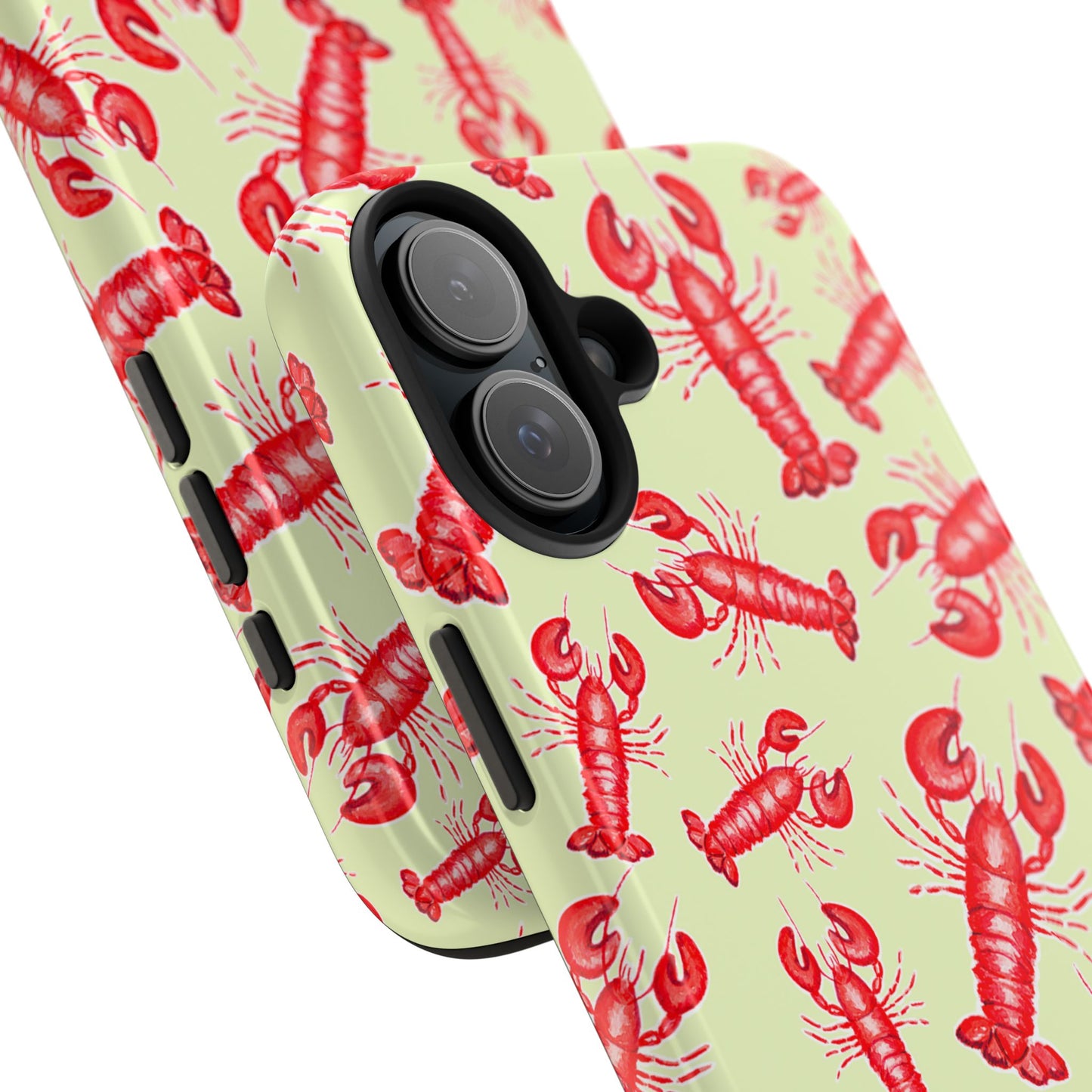 Red Lobster Watercolor Illustrated Tossed Pattern Light Yellow Tough Phone Case | Various Models