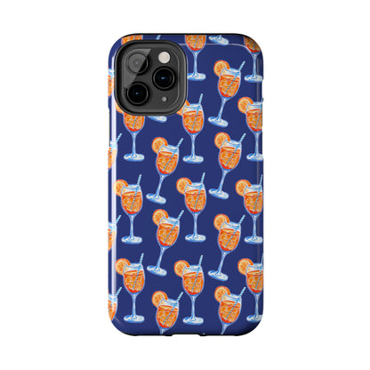 Orange & Blue Aperol Spritz Watercolor Pattern Navy Tough Case | Various Models