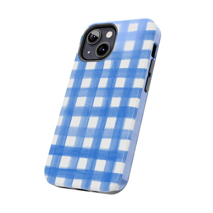 Blue Gingham Watercolor Preppy Tough Phone Case | Various models