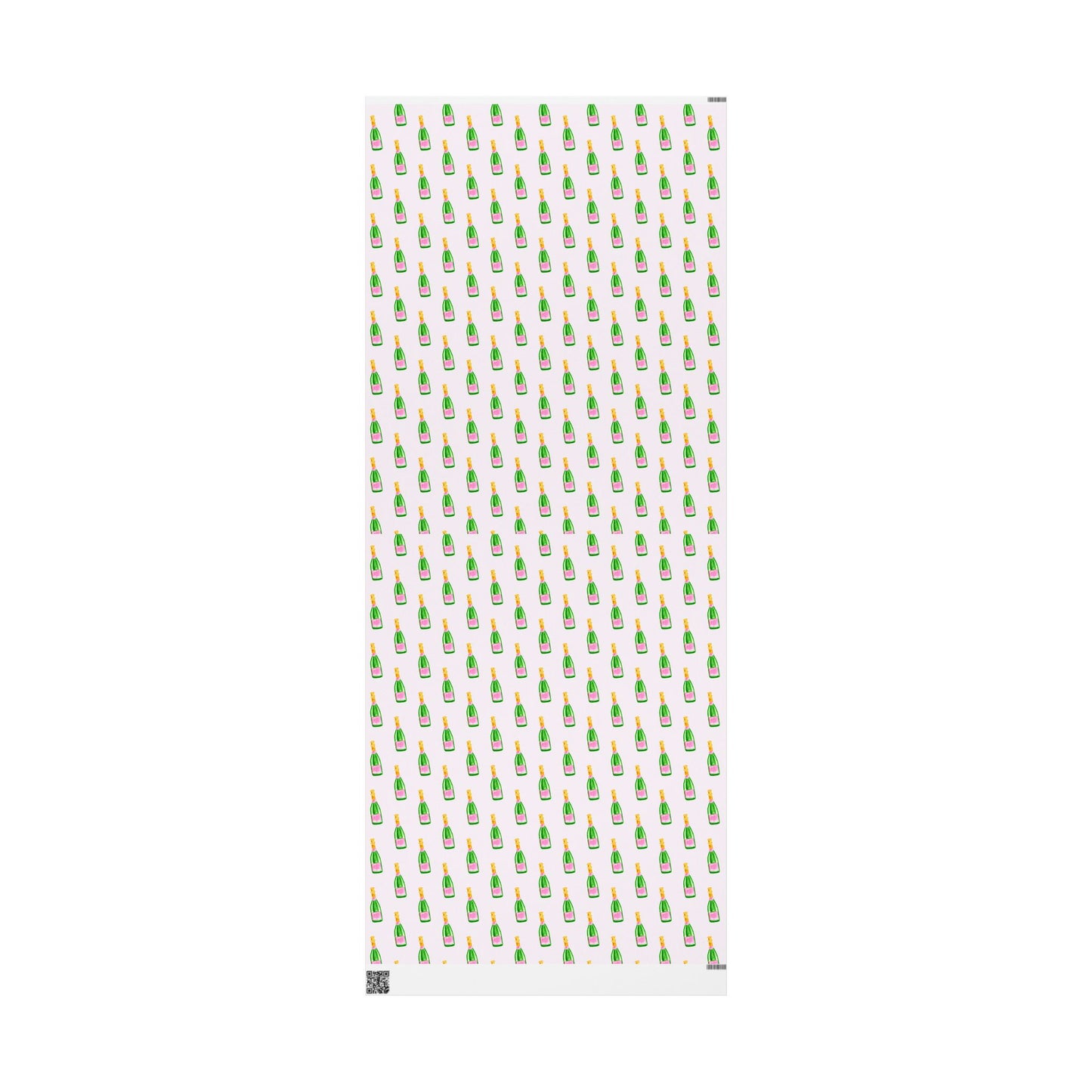 Gift Wrap | Blush Pink & Green Watercolor Champagne Bottles Pattern | Matte or Glossy 30" x 72" Matte