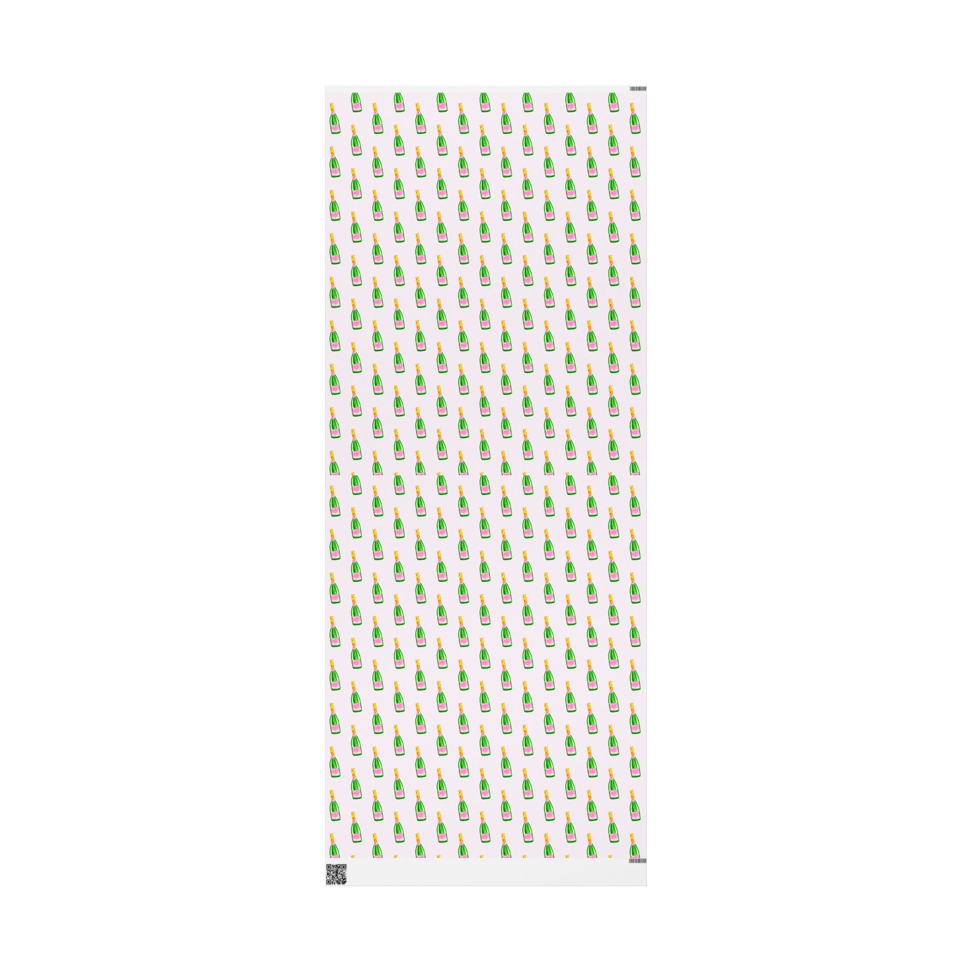 Gift Wrap | Blush Pink & Green Watercolor Champagne Bottles Pattern | Matte or Glossy 30" x 72" Matte