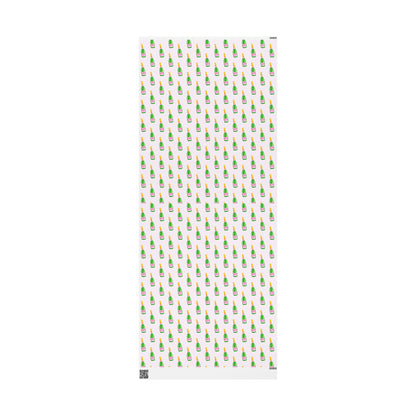 Gift Wrap | Blush Pink & Green Watercolor Champagne Bottles Pattern | Matte or Glossy 30" x 72" Matte