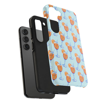 Orange & Blue Aperol Spritz Watercolor Pattern Turquoise Phone Case | Various Models