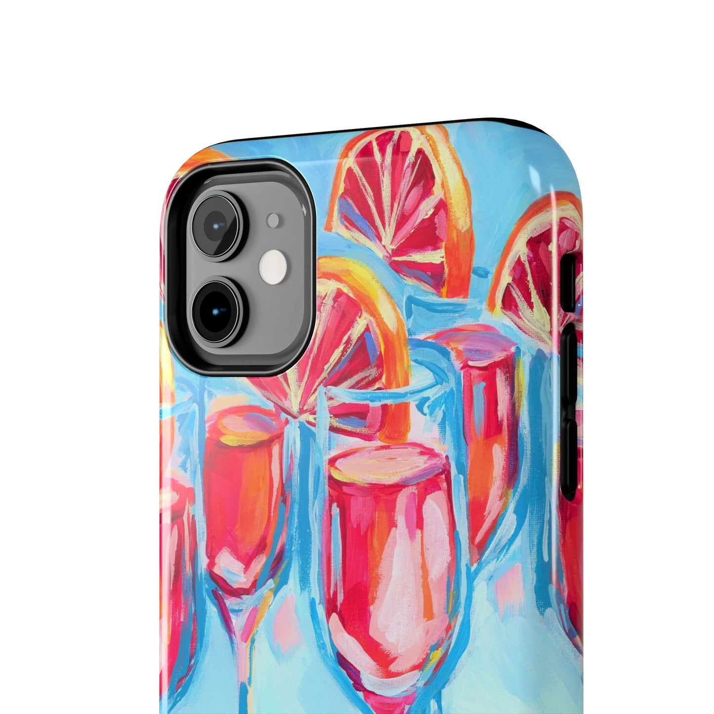 Pink Blood Orange Mimosas Blue Champagne Flute Acrylic Tough Phone Case | Various Models Available