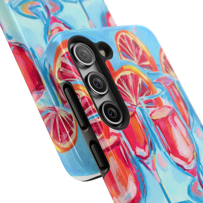 Pink Blood Orange Mimosas Blue Champagne Flute Acrylic Tough Phone Case | Various Models Available