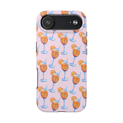Orange & Blue Aperol Spritz Watercolor Patterned Blush Pink Tough Phone Case | Various Models iPhone 17 Air