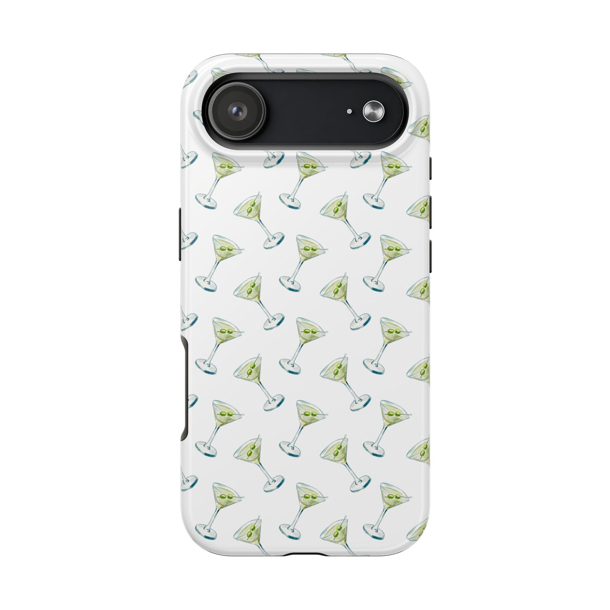 Martini Watercolor Illustrated Tossed Pattern Tough Phone Case | Various Models Available iPhone 17 Air