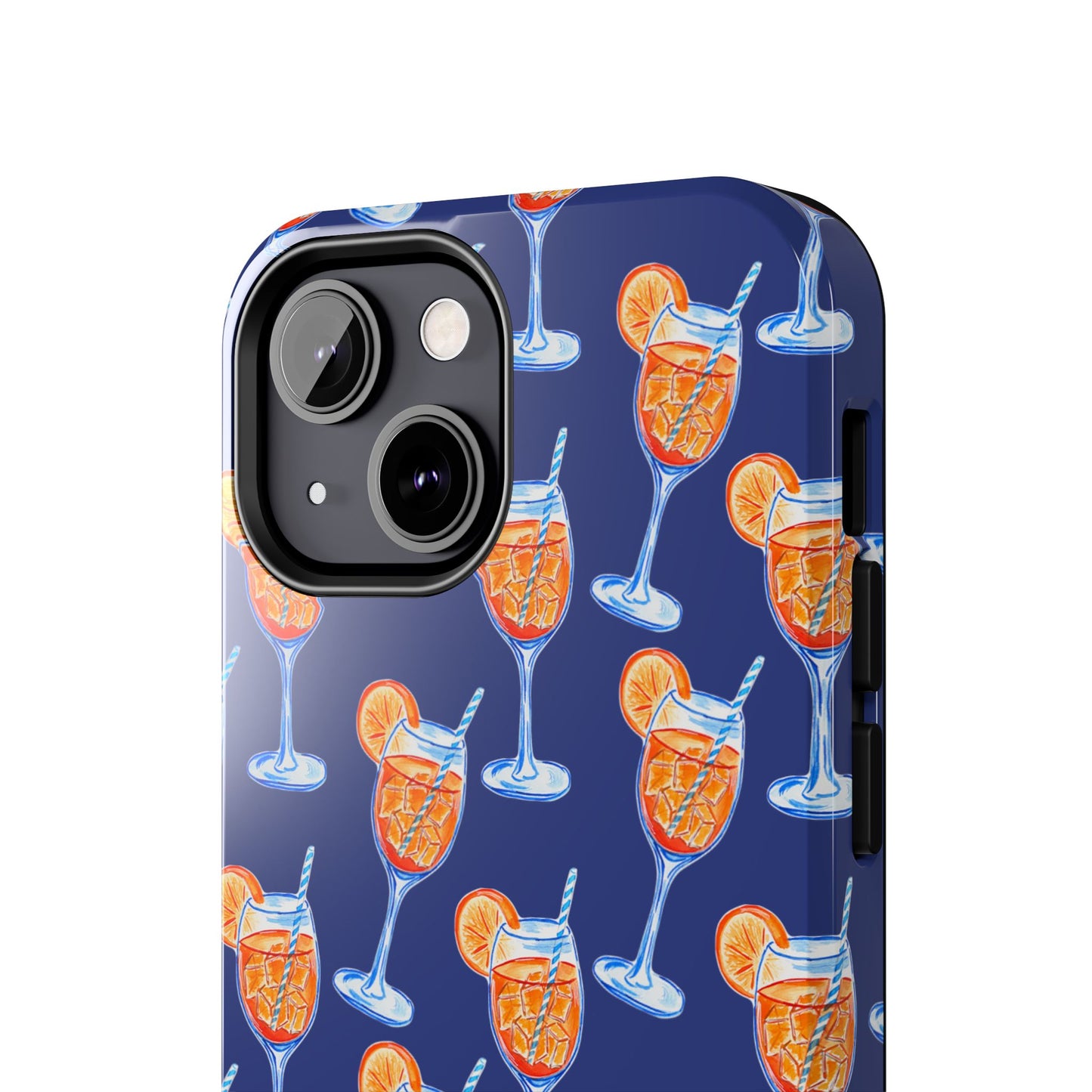 Orange & Blue Aperol Spritz Watercolor Pattern Navy Tough Case | Various Models