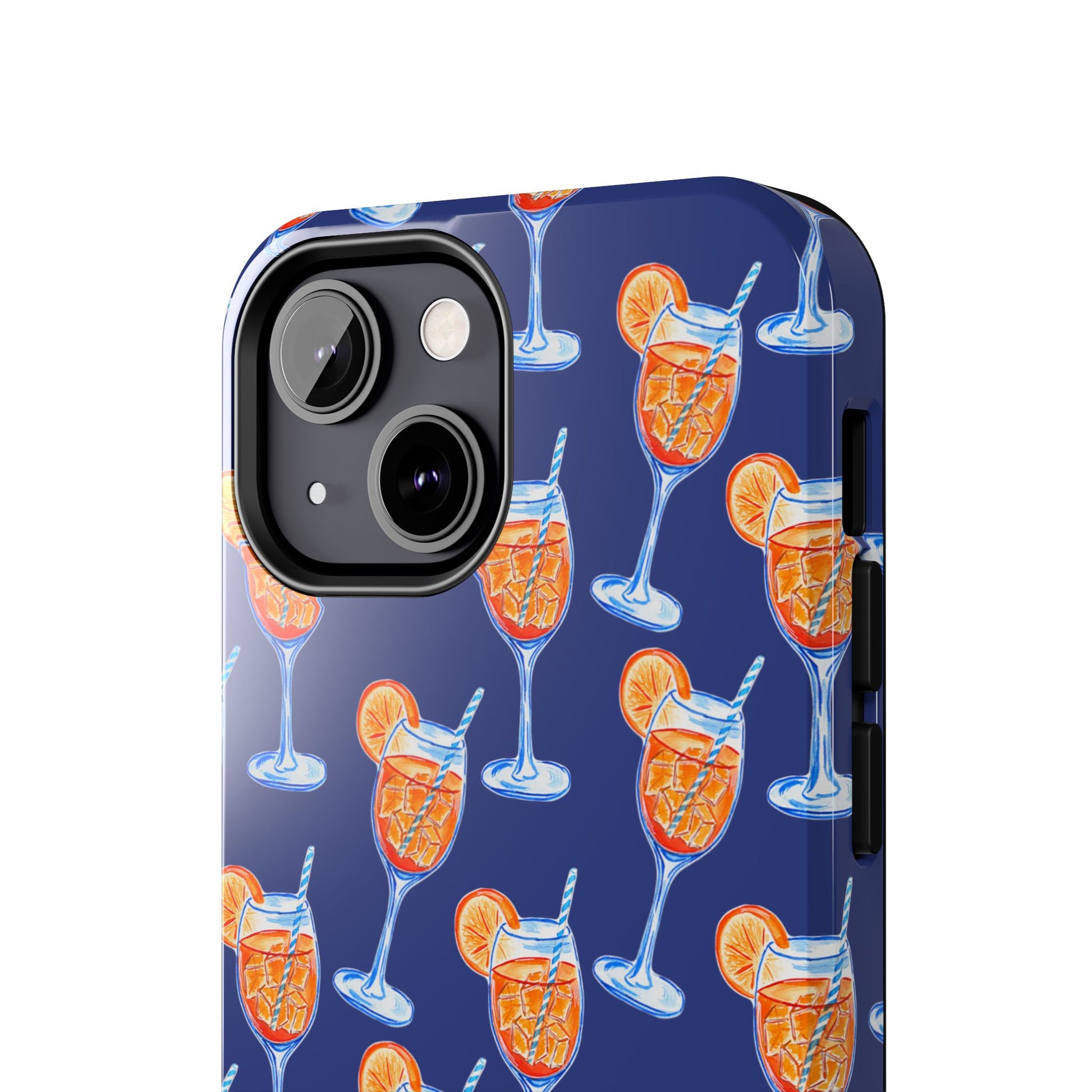 Orange & Blue Aperol Spritz Watercolor Pattern Navy Tough Case | Various Models