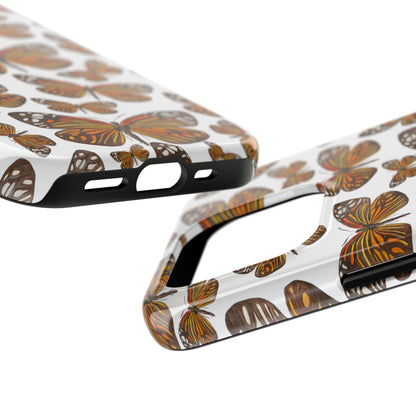 Black & Orange Butterfly Watercolor Illustrated Tossed Pattern Tough Phone Case | Various Models