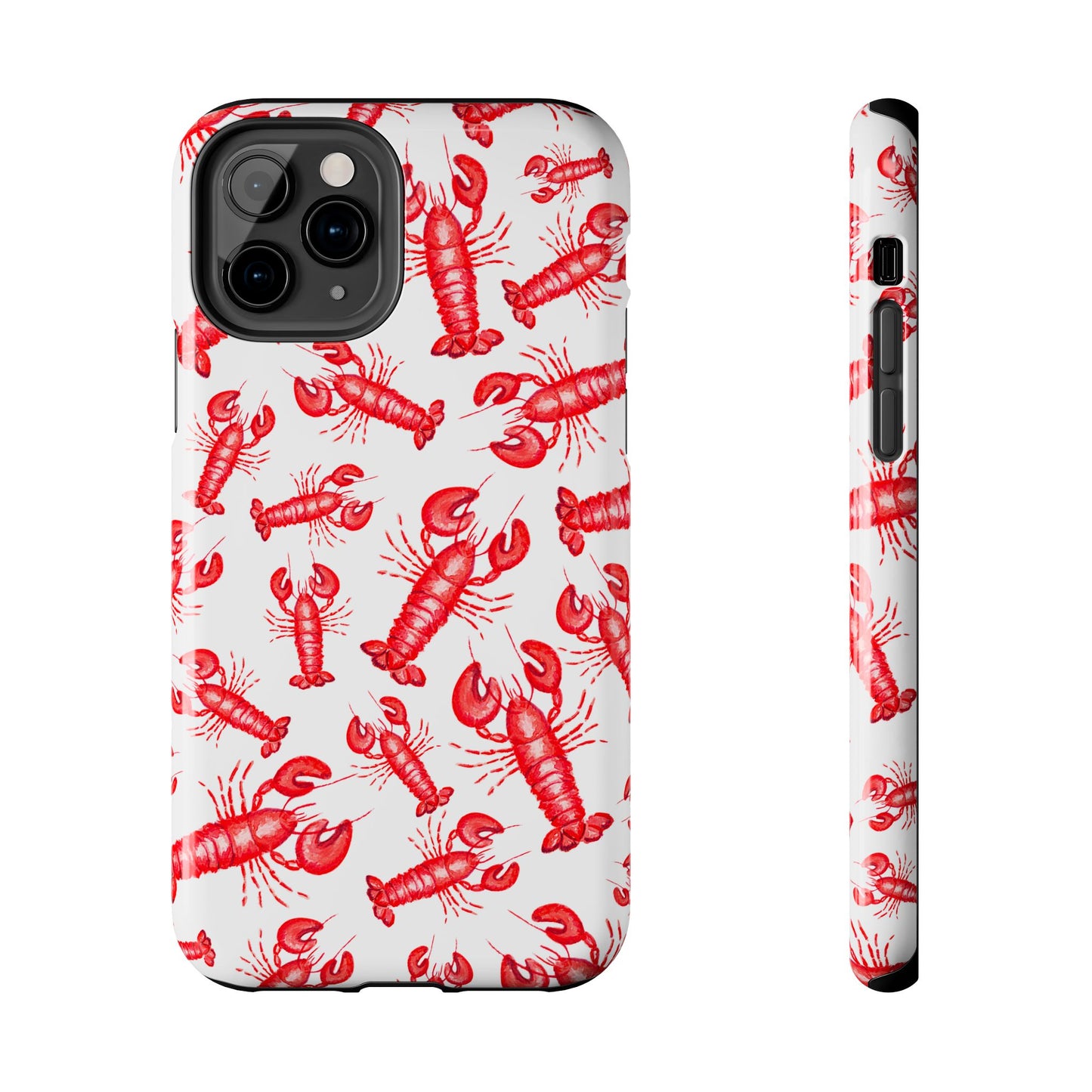 Watercolor Red Lobster Coastal Illustrated Patterned Tough Phone Case | Various Models