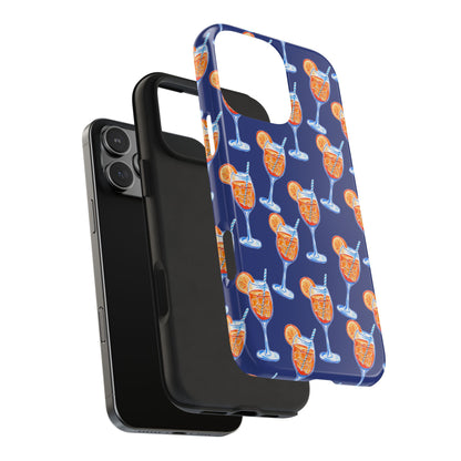 Orange & Blue Aperol Spritz Watercolor Pattern Navy Tough Case | Various Models
