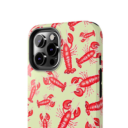 Red Lobster Watercolor Illustrated Tossed Pattern Light Yellow Tough Phone Case | Various Models