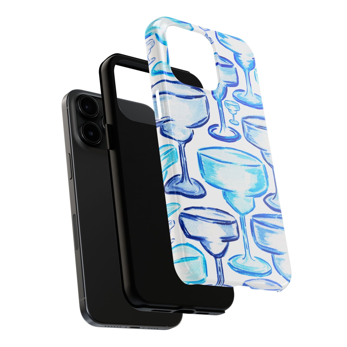 Coastal Shades of Blue Watercolor Margaritas Tough Phone Case | Various Models Available