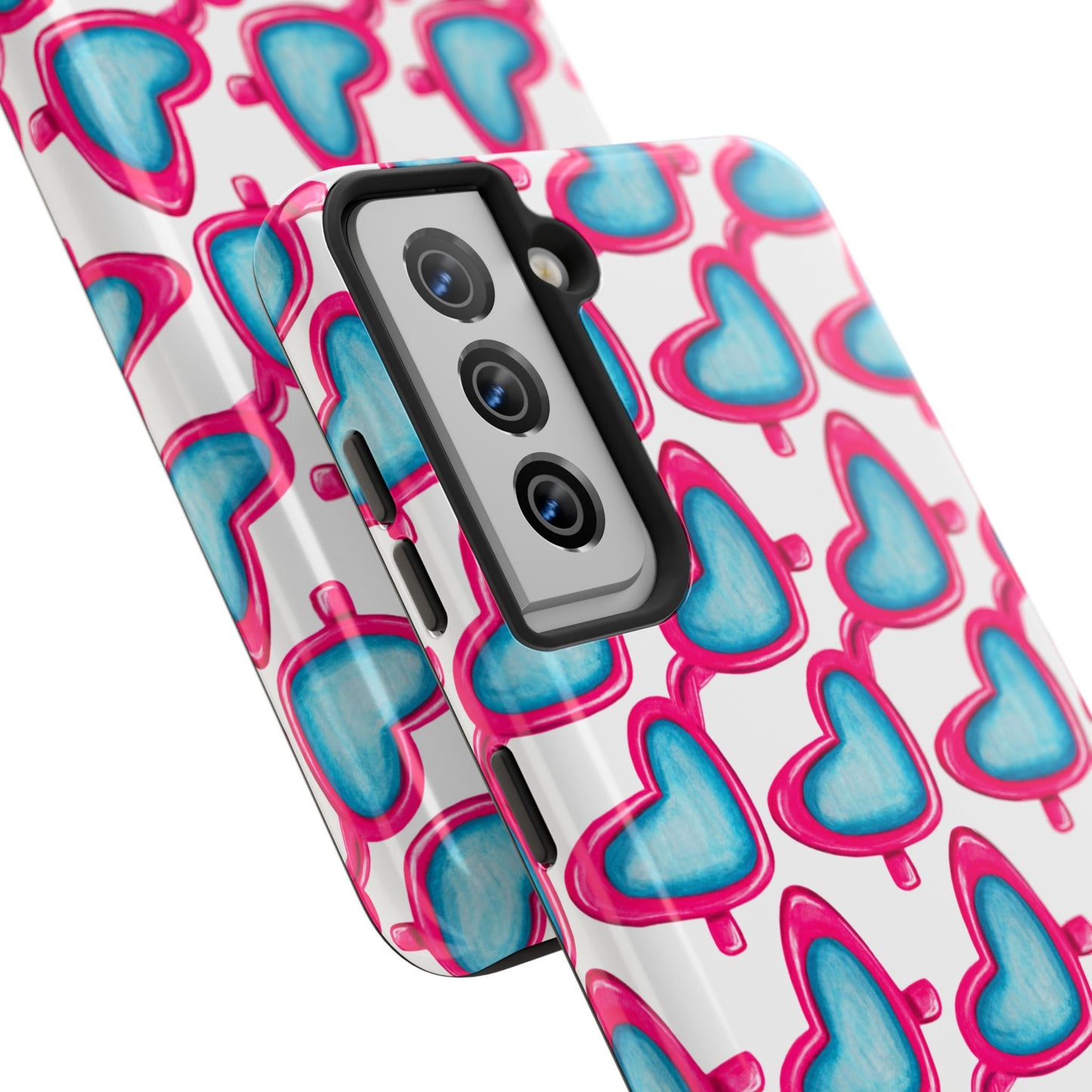 Pink Heart Shaped Sunglasses Watercolor Illustrated Tough Phone Case | Various Models