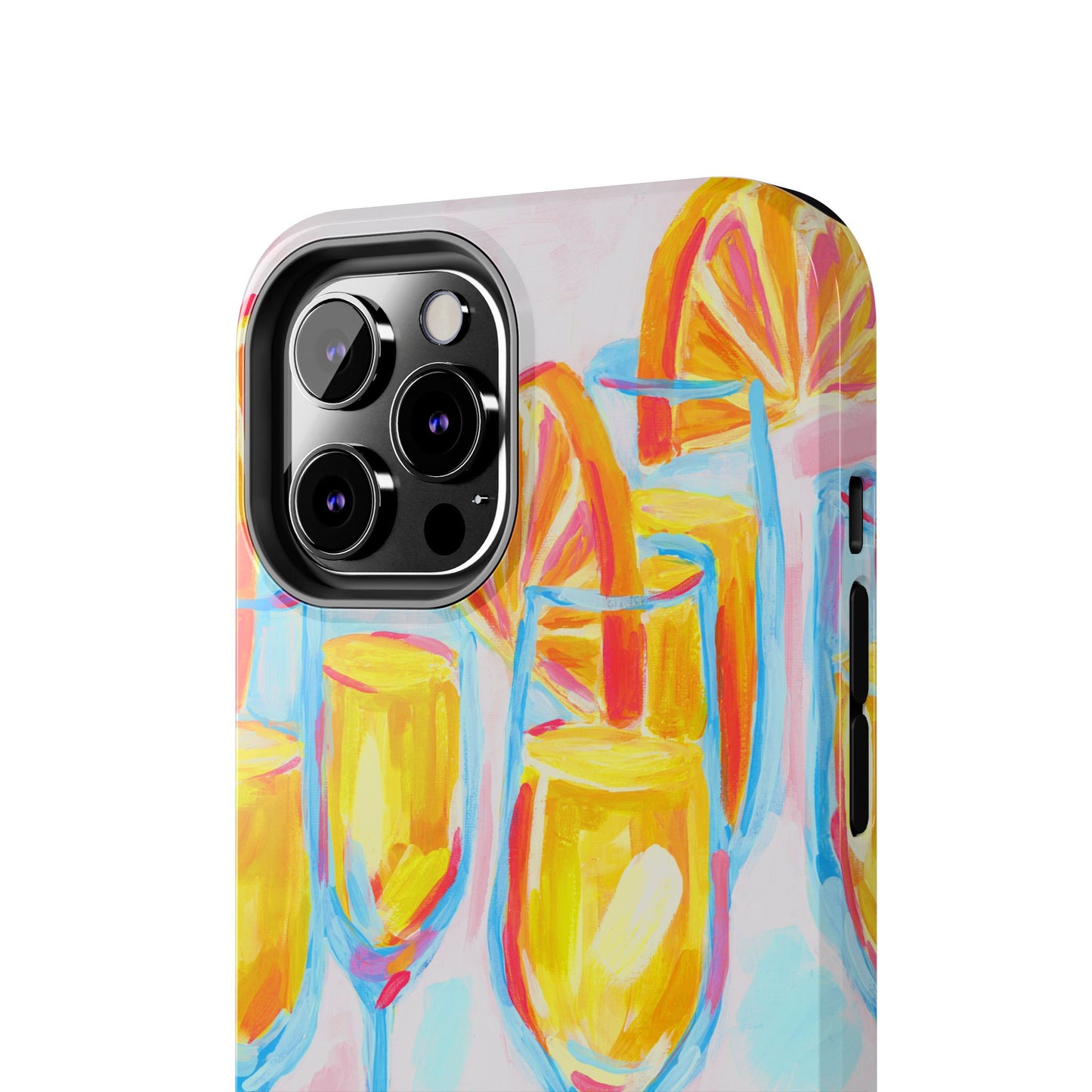 Pink Orange Mimosas Blue Champagne Flutes Abstract Acrylic Tough Phone Case | Various Models