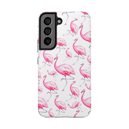 Hot Pink Flamingos Watercolor Illustrated Tossed Pattern Phone Case | Various Models Samsung Galaxy S22