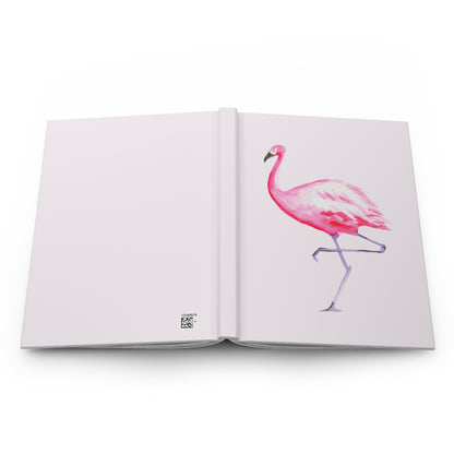 Hot Pink Flamingo Watercolor Illustrated Light Pink Hardcover Journal Matte 8"x 5.75"