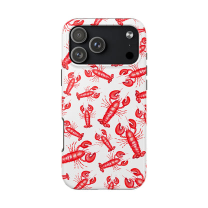 Watercolor Red Lobster Coastal Illustrated Patterned Tough Phone Case | Various Models