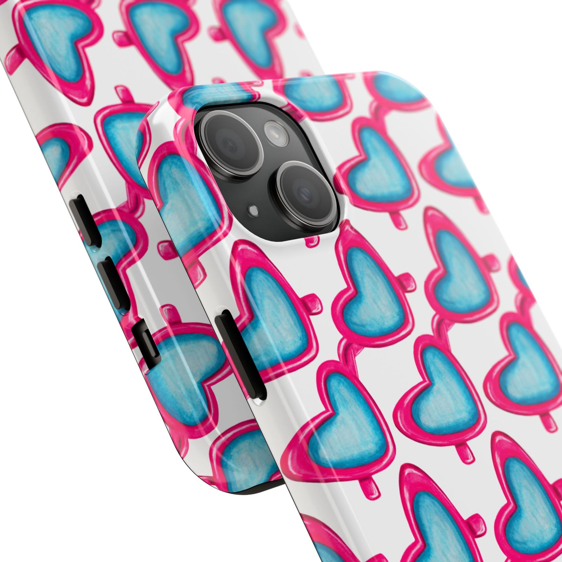 Pink Heart Shaped Sunglasses Watercolor Illustrated Tough Phone Case | Various Models