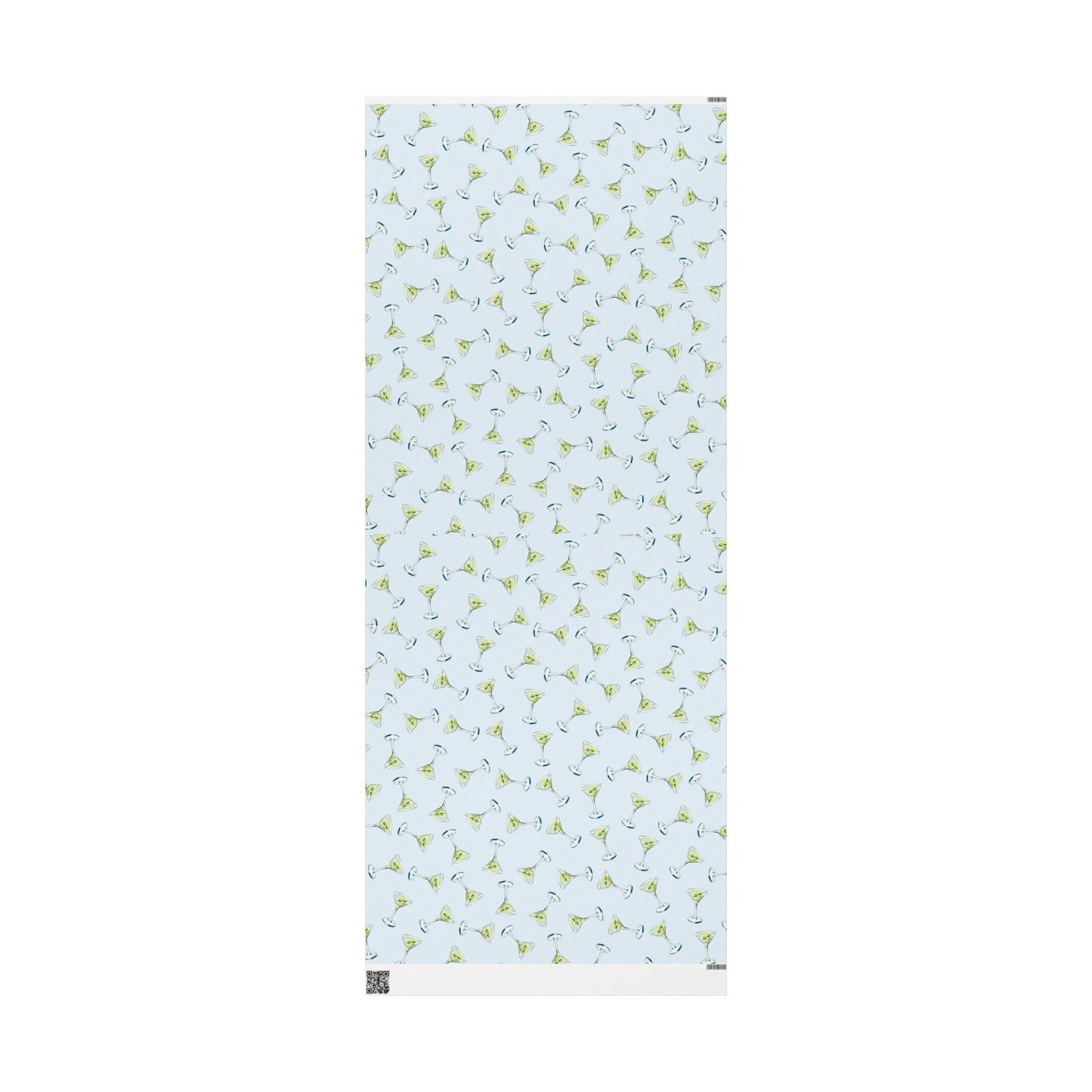 Gift Wrap | Pale Blue Watercolor Martini Tossed Pattern | Matte or Glossy 30" x 72" Matte