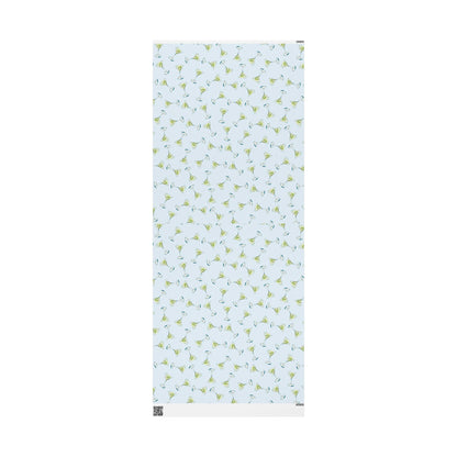 Gift Wrap | Pale Blue Watercolor Martini Tossed Pattern | Matte or Glossy 30" x 72" Matte