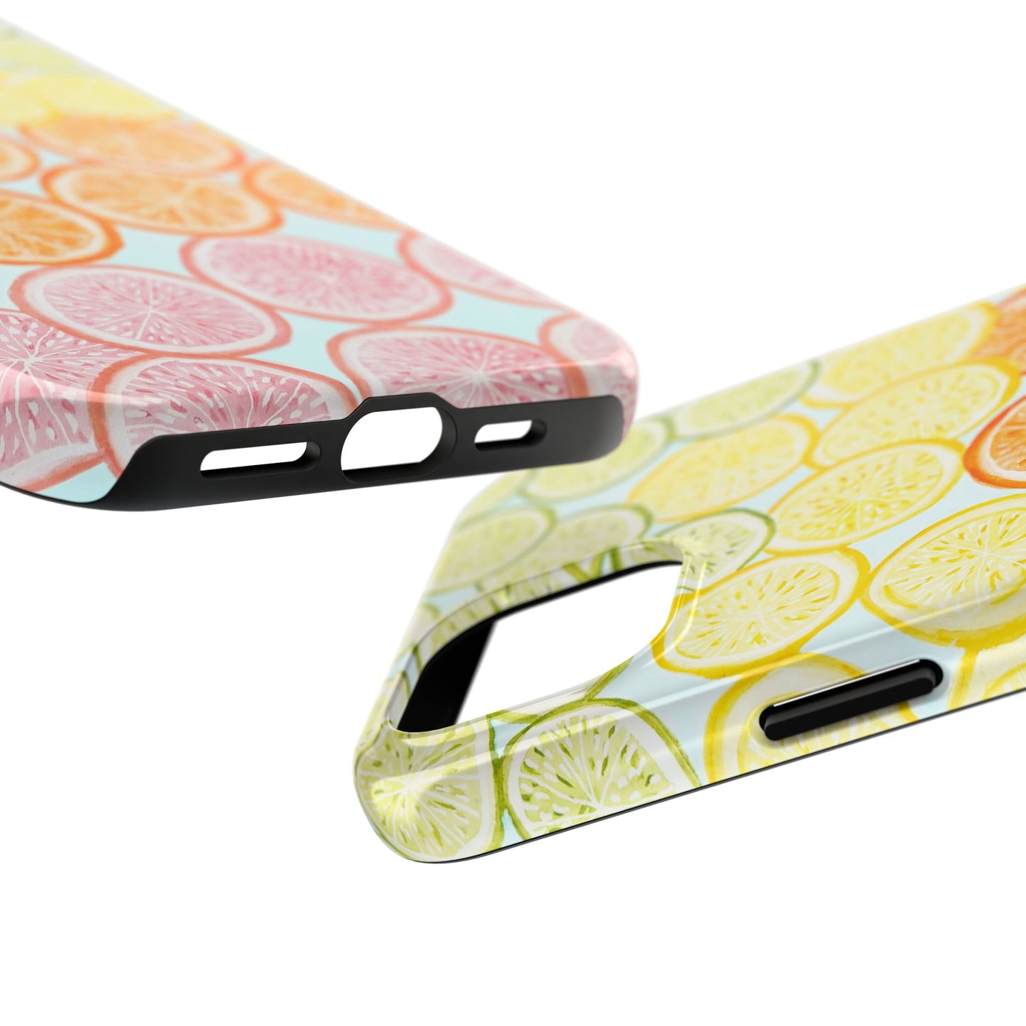 Ombré Citrus Grapefruit, Oranges, Lemons, & Limes Watercolor Illustrated Light Blue Tough Phone Case | Various Models Available