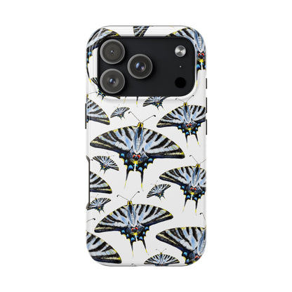 Light Blue Swallowtail Butterflies Watercolor Illustrated Pale Blue Tough Phone Case | Various Models iPhone 17 Pro