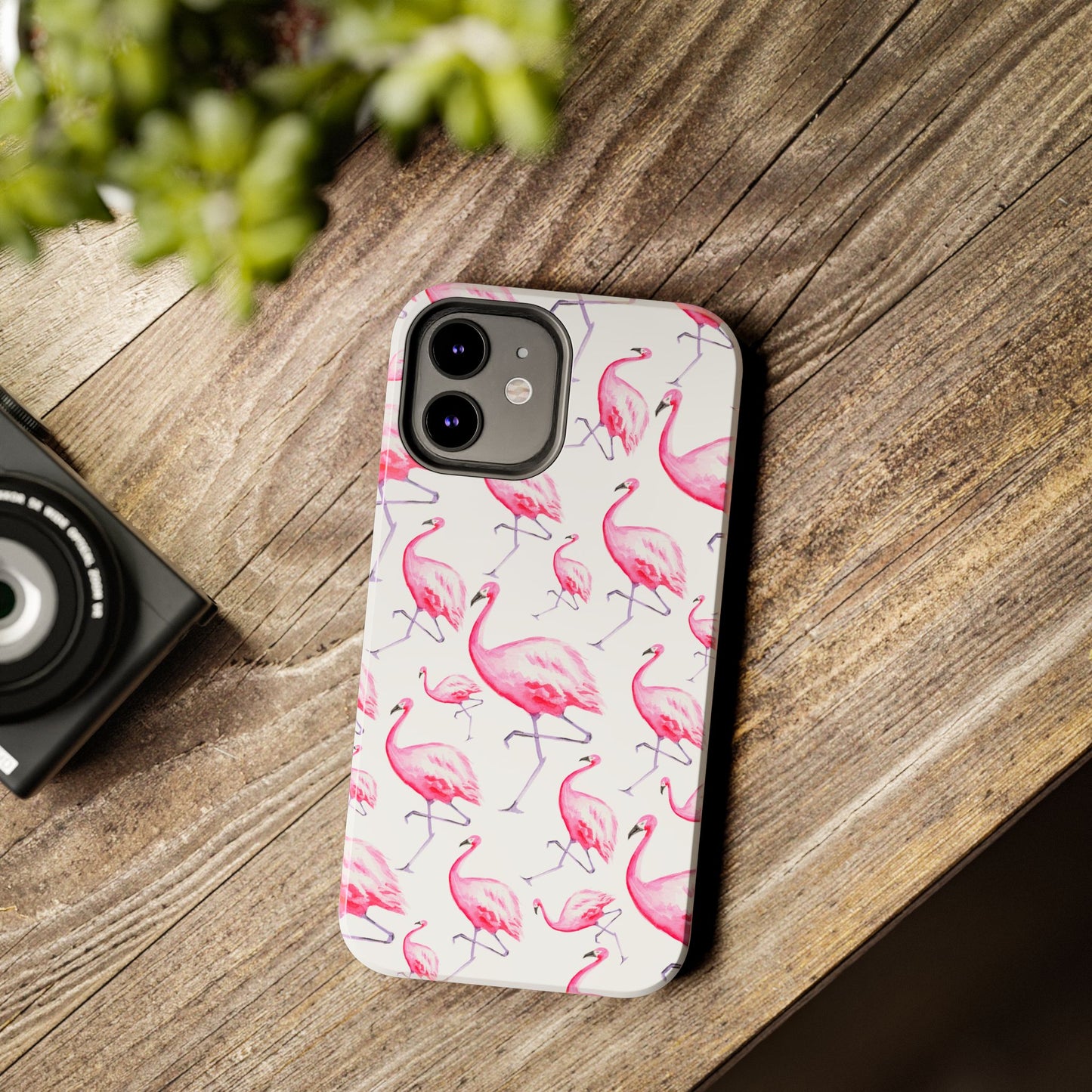 Hot Pink Flamingos Watercolor Illustrated Tossed Pattern Phone Case | Various Models