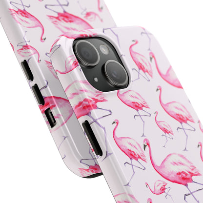 Pink Flamingos Watercolor Illustrated Tossed Pattern Blush Phone Case | Various Models