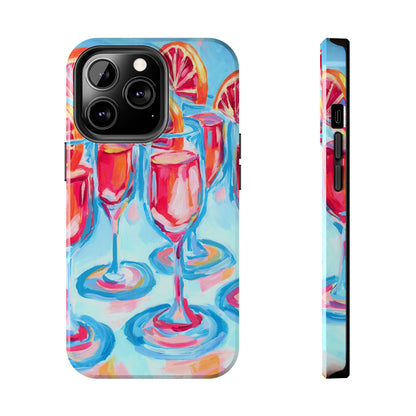 Pink Blood Orange Mimosas Blue Champagne Flute Acrylic Tough Phone Case | Various Models Available