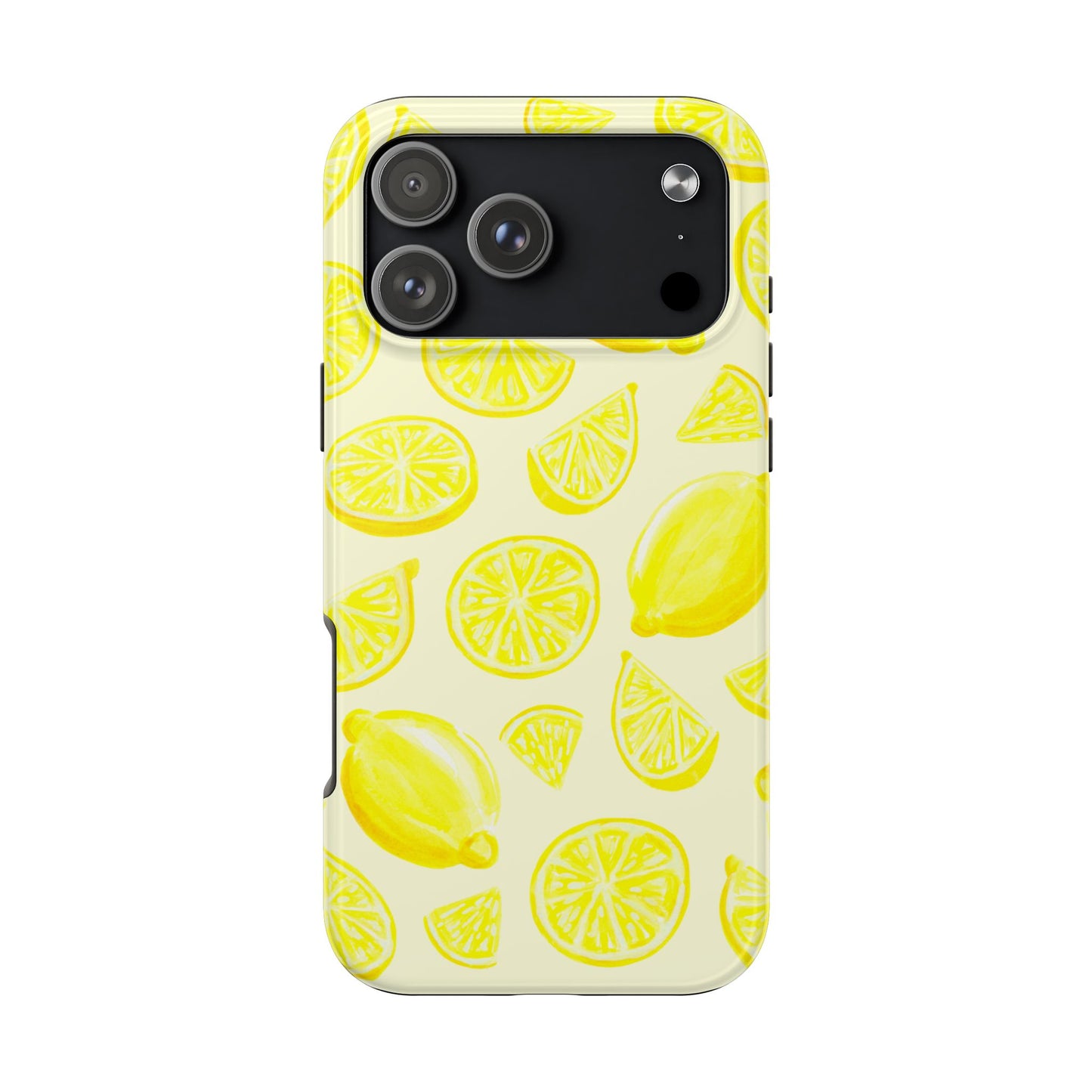 Bright Yellow Lemons Watercolor Illustrated Tossed Pattern Pale Yellow Tough Phone Case | Various Models